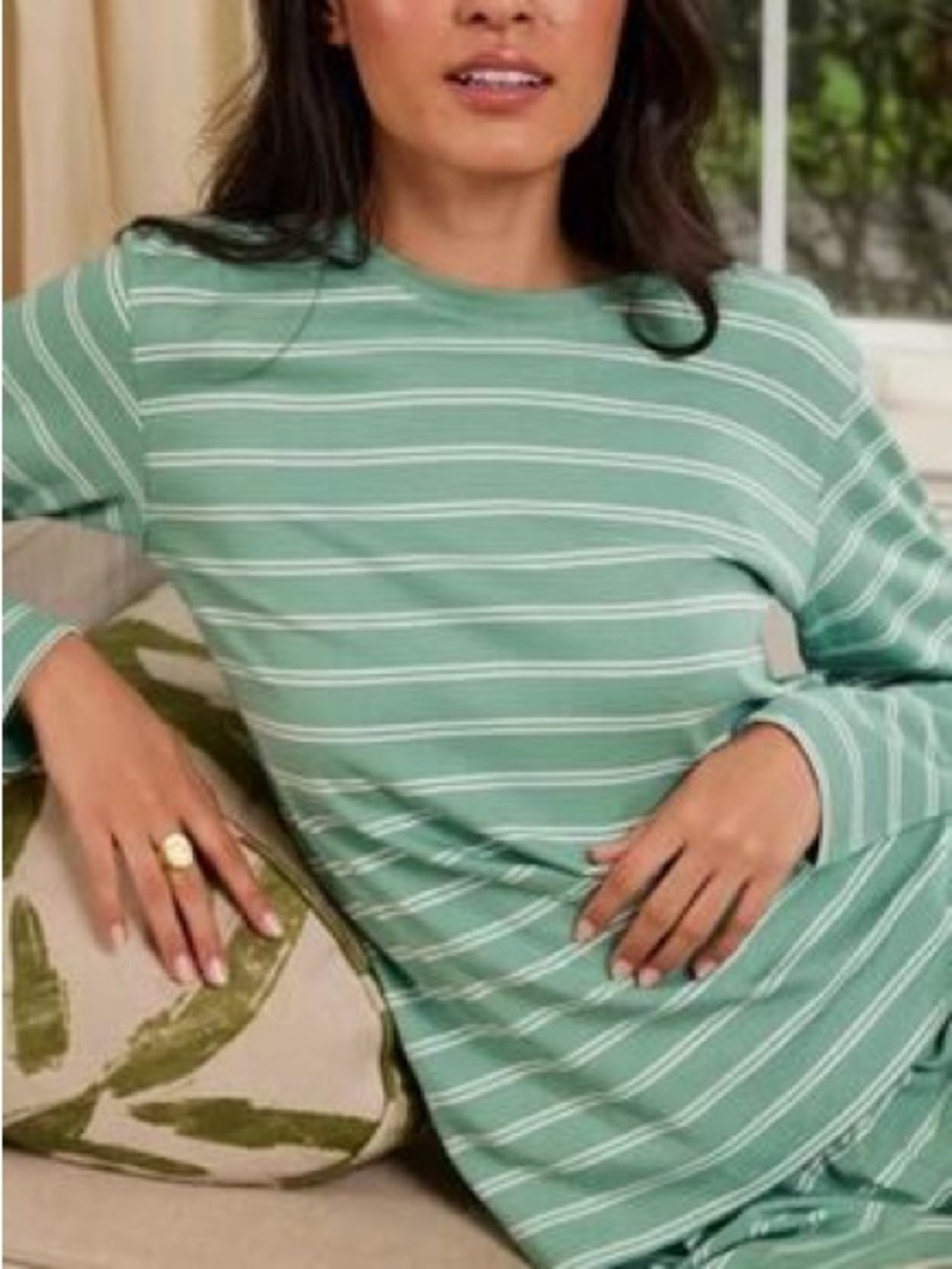 Lake Pima cotton crewneck long sleeve pajama top